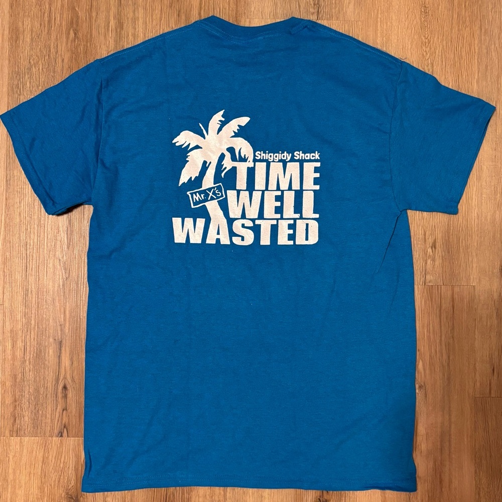 Mr. X’s Shiggidy Shack Blue Time Well Wasted Palm Beach Bar T Shirt Size M
